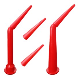 Caulking Nozzle for Sausage Caulking Gun, Reusable Caulk Nozzle Applicator, Durable Epoxy Piston Caulk Cap,Lengthened, angled, detachable and replaceable (Red-2 pieces+2 Nozzles)