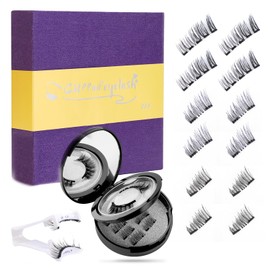 Magnetic Eyelashes Without Eyeliner 3D Magnetic Eyelash Set with Pliers Natural Look Reusable Waterproof Durable with 4 Magnets