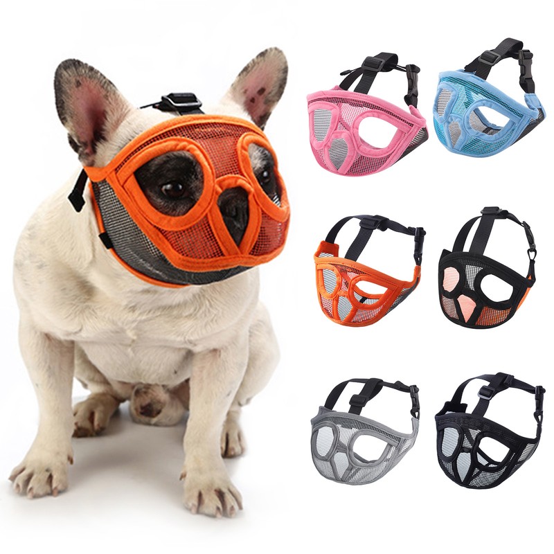 Short Snout Dog Muzzle Bulldog Muzzle Adjustable Breathable Mesh for