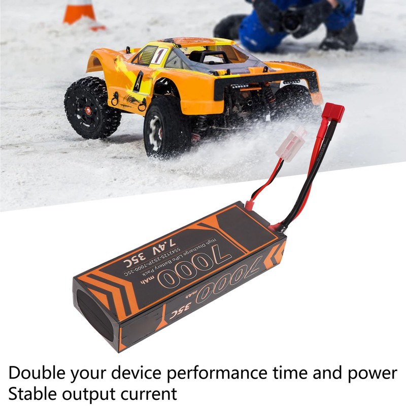 7000mAh Lipo Battery 35C Discharge Rate 7.4V 2S2P T Shape