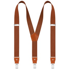 EOAYONY Suspenders for Men Adjustable Heavy Duty with Strong Clips Brown 43 IN