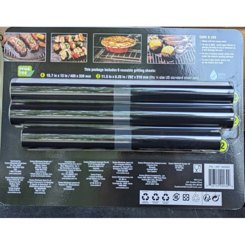 Miu Barbeque Grill Mats Reusable Grilling Sheets 2 sizes Set