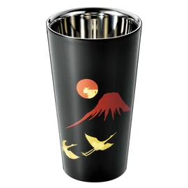 Asahi Lacquer (Shima) SCW-L963 Red Fuji Crane Double Layer Straight Cup
