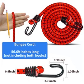 Hlogree 2PCS Car Cover Gust Straps Wind Protector,Bungee Cords Hook Clips Kit Hold Tarp Tie Down from Blowing Off in High Winds-Universal Fit for Most Cars,Sedans,SUVs,Trucks,Vans and More-Red