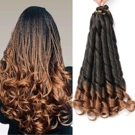 French Curly Braiding Hair for Box Braids 55.8 cm Loose Wave Braiding Hair Pre Stretched Bouncy Braiding Hair Crochet Hair Spiral Curl Synthetic Hair Extensions for Women (T30#, 22 Inches)