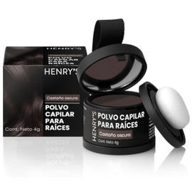 Henrys Polvo para Retocar Raíces Castaño Oscuro, Fibras Capilares Hairline Powder. Retocador de Canas y Cubre Canas, Calvicie, Caida de Cabello o falta de Volumen para Mujer y Hombre.