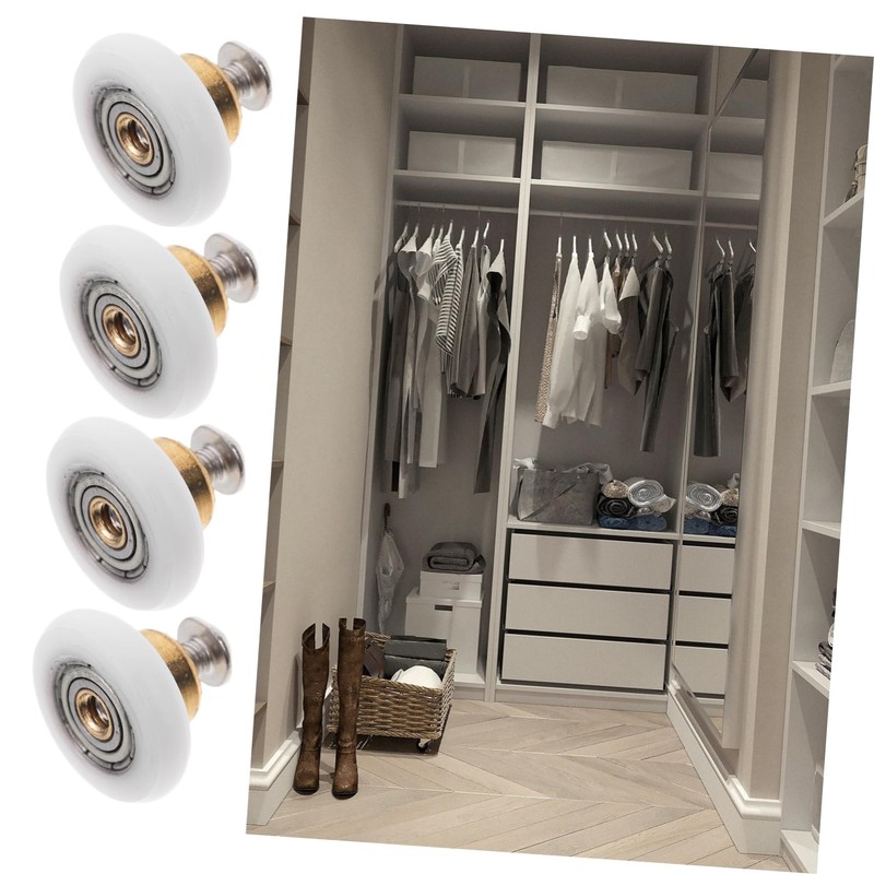 WOONEKY Bathroom Accessories 4pcs Curved Shower Door Roller Replacement Parts