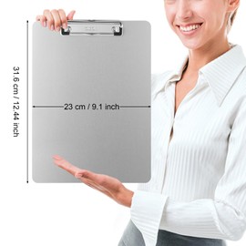 ZCZN Metal Clipboards, 10 Pack Heavy Duty Aluminum Clipboards 12 x 9 Inches, A4 Letter Sizer Document Holder with Low Profile Clip, Suitable for School, Office, Jobsite or Medical Staff, Silver