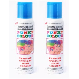 Jerome Russell Punky Color Temp'ry Spray-In Hair Colour SKY BLUE *TWO PACK* NEW