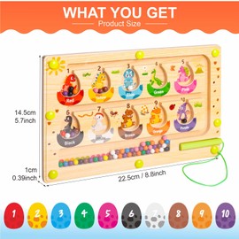 Montessori Toys for 2 3 4 Year Old Boys Girls Kids Gifts, Wooden Magnetic Maze Toys Age 3 Toddler Learning Educational Toys Color Sorting Game Christmas Birthday Gifts for 2-5 Year Old Girls Boys