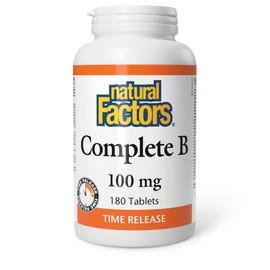 Natural Factors Complete B Timed Release 100 mg, B Vitamin Complex, 180 Tablets, Proudly Canadian