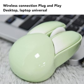 Serounder Cute Bunny Mouse, Cute Rabbit 2.4G Mice, Candy Colors, Silent Kawaii Rabbit Mouse, 3 Levels Adjustable DPI, 33ft Effective Range for Girls and Kids (Matcha Green)