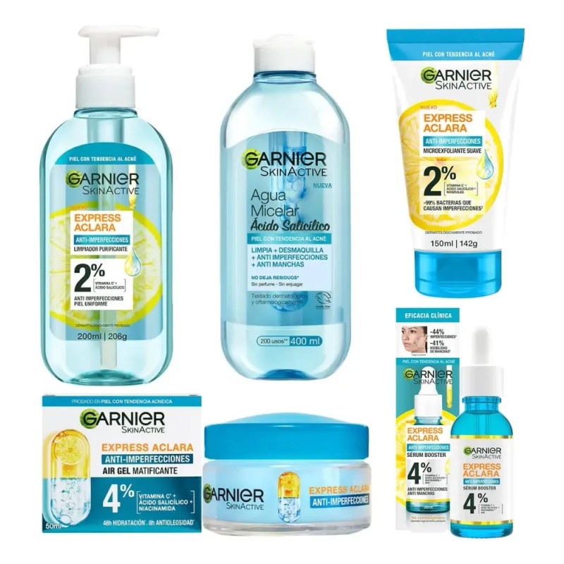 Kit Express Aclara Anti Acné Ácido Salicílico 5 Piel Grasa