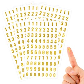 7 Sheets Mini Number Stickers for Nail Art, Self Adhesive Gold Small Glitter Alphabet Letter Sticker Set 0-9 for Epoxy Resin Casting Gift Scrapbooks Cards DIY Craft Crafts Nail Decoration 11mm