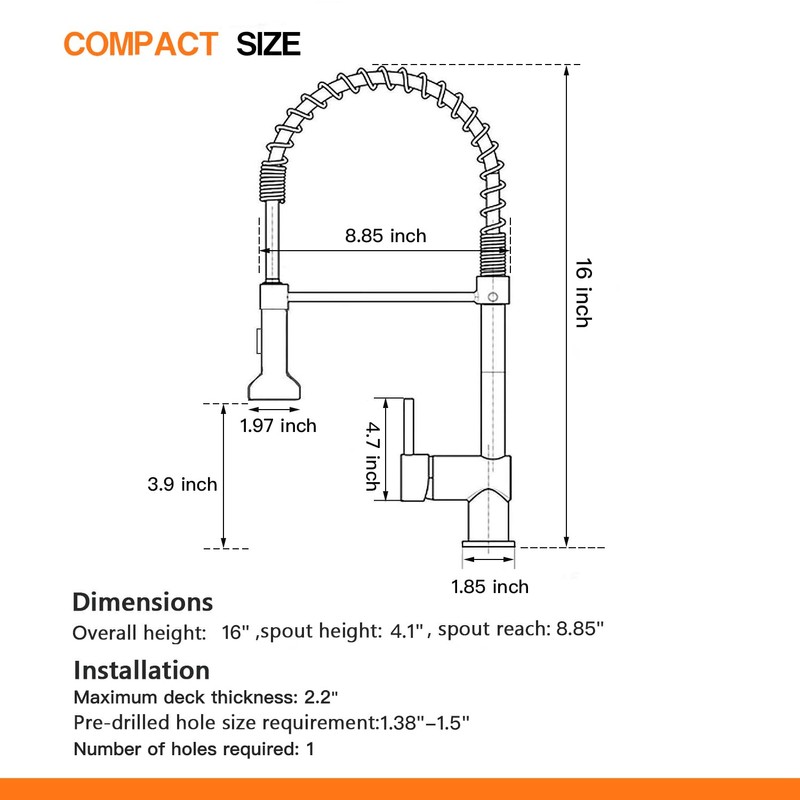 OWOFAN Kitchen Faucets, Commercial Brushed Nickel Stainless Steel Pull Down