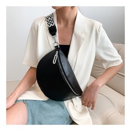 Crossbody Fanny Packs Sling Bags Women, Fashionable Belt Bag Waist Packs with Wide Strap (Black)