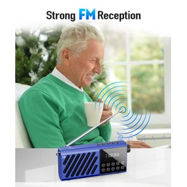 SHIDU Portable FM Radio with Bluetooth Speaker, MP3 Player, LED Display, Auto Scan Save, Support TF/USB/AUX, Rechargeable Battery for Elderly, Home, Camping, Outdoor