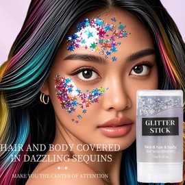Body Glitter Stick - Festival Clothes Face Body Stick Glitter | Skin-Friendly Versatile Shimmer Makeup for Stage School Celebration Party Events