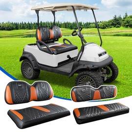 NOKINS 4PCS Golf Cart Seat Covers Kit, Front and Rear Seat Covers Fits Club Car Precedent Standard Seat Cushion, Club Car Accessories Vinyl Seat Covers (Gradient Diamond Black&Brown)