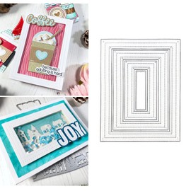 3pcs/Set Rectangle Frame Metal Die Cuts,Stitched Frame Panel Background Cutting Dies Stencils DIY Crafts Cards Cuts for DIY Embossing Card Making Photo Decorative Paper Dies Scrapbooking