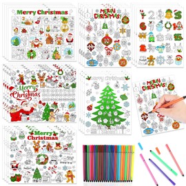 HOWAF 24 Christmas Colouring Advent Calendar 2024, 1-24 Advent Calendar Colouring Paper Christmas Countdown Christmas Calendar Colouring Placemats for Christmas Activity Pack, Christmas Decorations