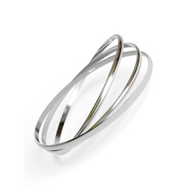 Fly Style Bangle made of 925 silver, elegant bracelet, silver and tricolour gold-plated, minimalist women's bangle, Sterling Silver