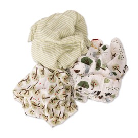 Red Rover Kids Breathable Cotton Muslin Swaddle 3 Pack (Family Farm)