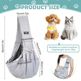 Dog Carrier Bag, Load Capacity up to 15 kg, Pet Dog Bag with Adjustable, Dog Shoulder Bag, Adjustable for Walking Outdoor Activities and Excursions