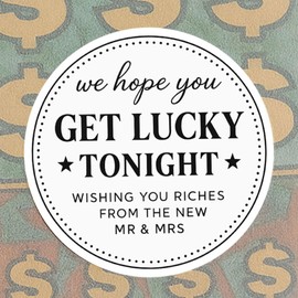 120 PCS "We Hope You Get Lucky Tonight" Elegant Lotto Stickers for Wedding Favors, 1.6"Round Lotto Ticket Favors, Bridal Lottery Favors, Wedding Favors, Lotto Ticket Favors (White)