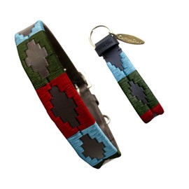 Carlos Diaz Genuine Leather Waxed Embroidered Polo Dog Collar XS