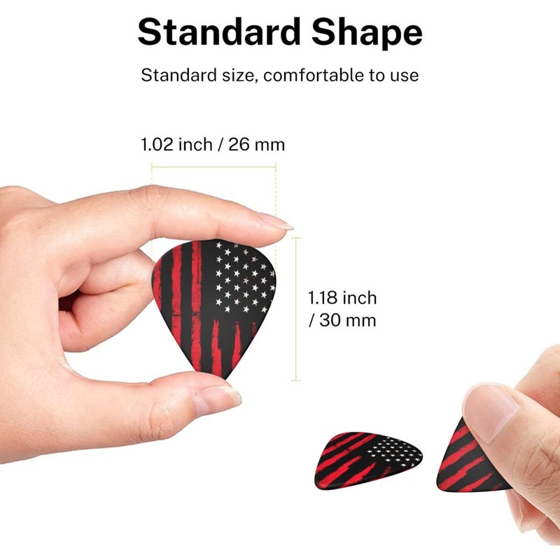 Guitar Picks 0.73mm Medium 6 Pack - Black Red American