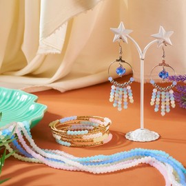 PandaHall 7 Strands 4mm Faceted Rondelle Crystal Beads Imitation Jade Frosted Glass Beads Bulk Pack for Friendship Bracelets Necklace Earrings Jewelry Making