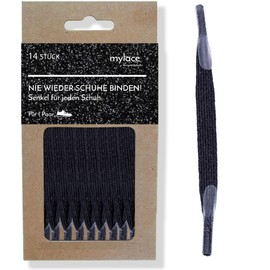 MYLACE - Shoelaces Without Tying, Flexible Hook-on Laces - Many Colours - Black -