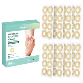 Welnove Corn Cushions for Toes - 64 Count Callus Cushions with Water-Resistant Self-Stick Adhesive, Provide Cushioning and Reduce Pain from Corns Rubbing, Protects Foot and Toes（Beige, 64 Count）