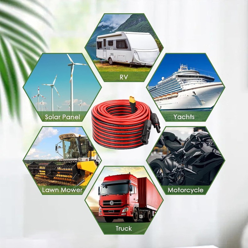 MOOKEERF Solar to XT60 Extension Cable 10AWG 6FT Solar Connector