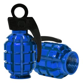 Tire Air Valve Caps, Valve Stem Covers for Cars, Bicycles and Motorcycles, Chrome Color - Pack of 4 (Blue)