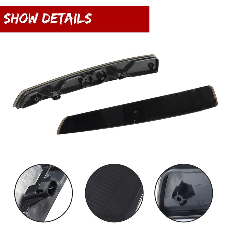 KENRTIR Smoked Lens Rear Bumper Reflector Lights Housing Assembly Compatible