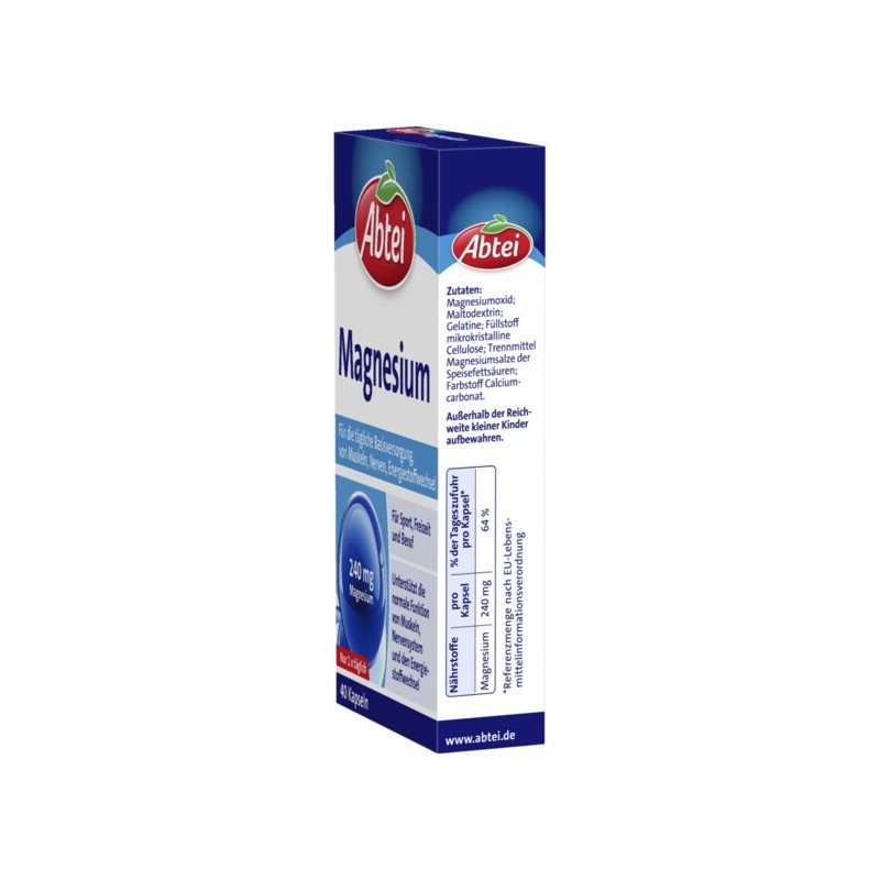 압타이 Abtei 마그네슘 40캡슐 24.7g Abtei Magnesium 40 Capsules 24.7g