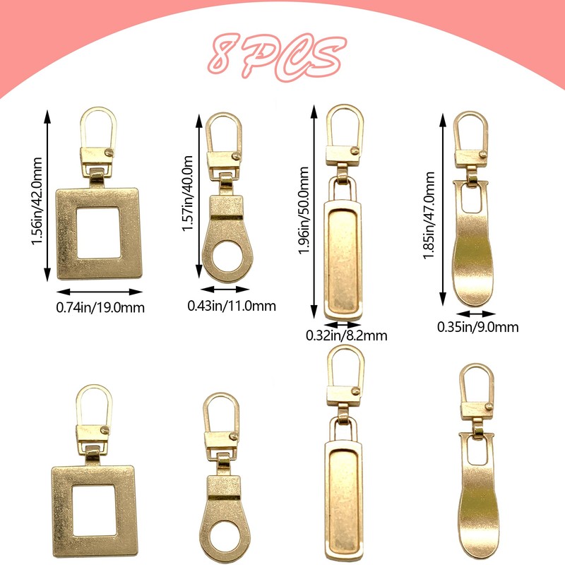 DHER Zip Pendant Removable Zip Puller Metal Zipper Pull Replacement