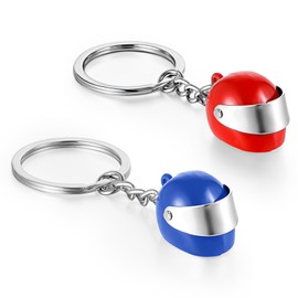 AOZUO Pack of 2 Motorcycle Helmet Key Chain, Motorcyclist Gift Idea Biker Gift 3D Mini Key Ring Motorcycle Helmet Keyring Pendant for Birthday Holiday Gifts, Helmet B