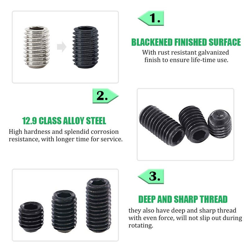 Keadic 450Pcs Internal Hex Drive Cup-Point Screw Assortment Kit -