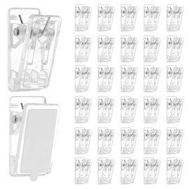 30 Pieces Self Adhesive Clips, Tapestry Wall Hanging Clips, Plastic Hanging Spring Clips Wall Clips Light Clips Photo Clips Poster Clips for Office Home Poster Photo Flag Decorations, Clear