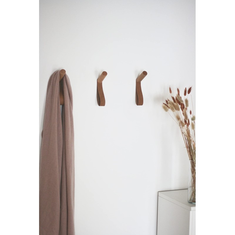 anaan "Forest Coat Hooks Wood with Leather Strap Wall Hook