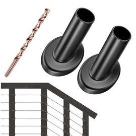 [Patent]CKE 40 Pack Black 30 Degree 3/16" Angle Beveled Protector Sleeves, T316 Stainless Steel 30 Degree Black Protective Sleeves for 1/8" 5/32" 3/16" Stair Deck Cable Railing Kit for Wood Post BCR03