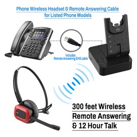 INNOTALK Wireless Headset for Polycom Phones – Compatible with Polycom VVX 300, 310, 400, 410, and All VVX Models – Includes Remote Answering Cable (Pioneer)