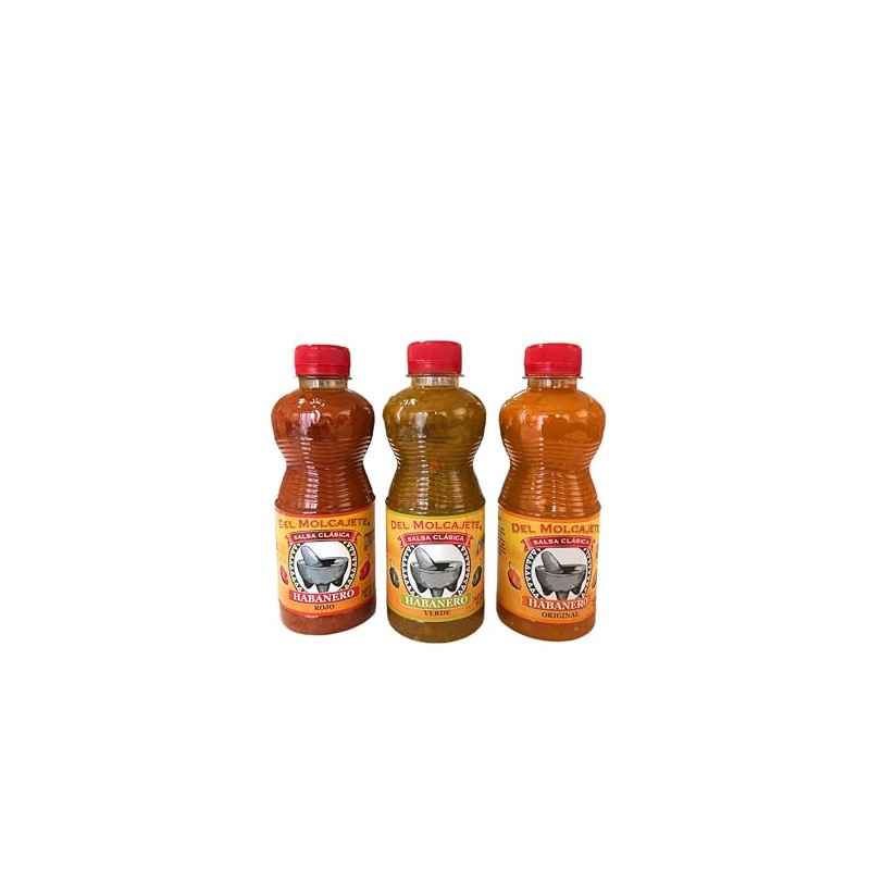 Del-Molcajete's Habanero Salsa Variety |Verde| Original| Rojo|, 9.1oz (3 Pack)