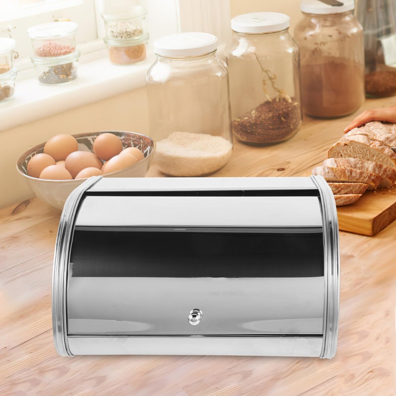 Alipis Bread Box Kitchen Storage Container Large Capacity Roll Top