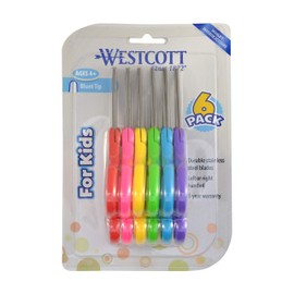 Westcott 16454 Right- and Left-Handed Scissors, Kids' Scissors, Back to School, Classroom Supplies, Ages 4-8, 5-Inch Blunt Tip, Assorted, 6 Pack