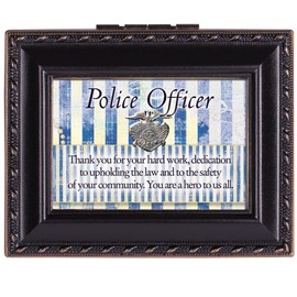 Cottage Garden Police Officer Black Rope Trim 4.5 x 3.5 Tiny Square Jewelry Keepsake Box
