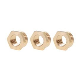 sourcing map Brass Threaded Pipe Fitting G1/2 Male X G1/4 Female Hex Bushing Adapter 3pcs